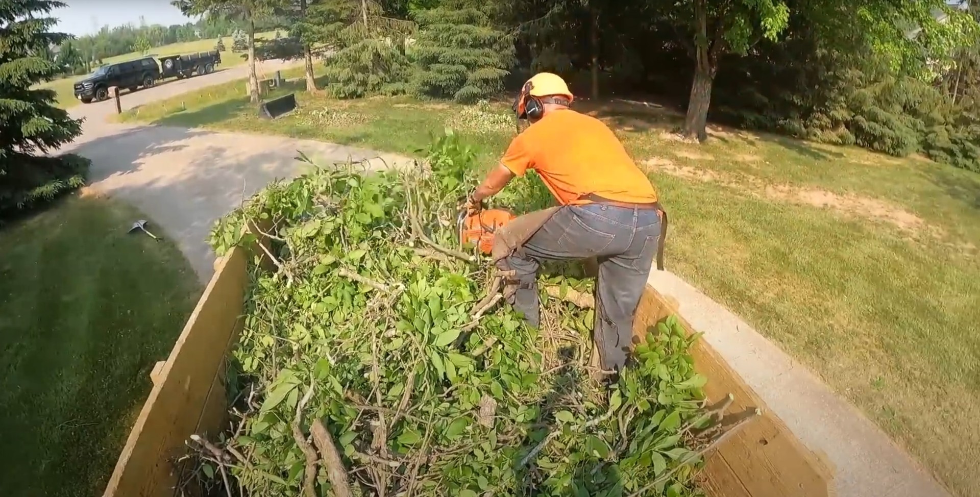 Precision stump cutting and removal services for complete landscape restoration Arborist using chainsaw for careful stump removal and landscape cleanup work